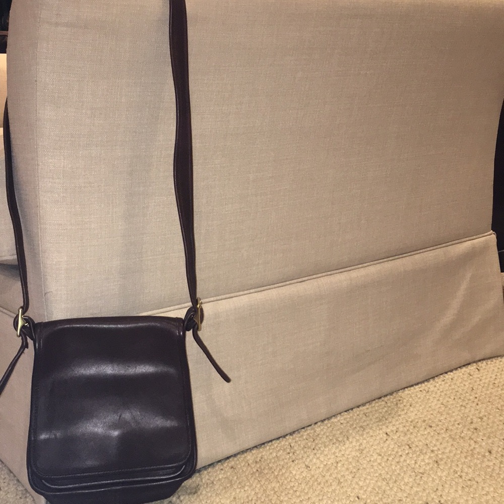 Brown magnetic flap cover coach shoulder bag